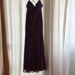 Azazie size A8 Carolina. Color Cabernet.